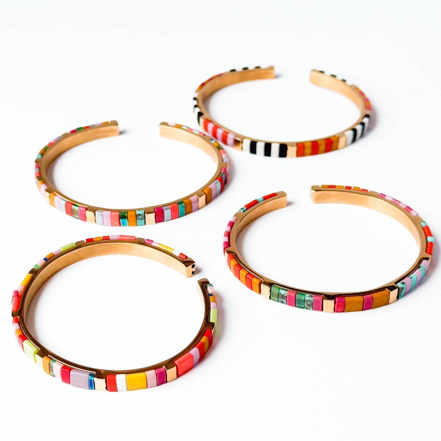 Colorful Tila Bead Cuff Gold Plated Adjustable Bracelet: Marrakech