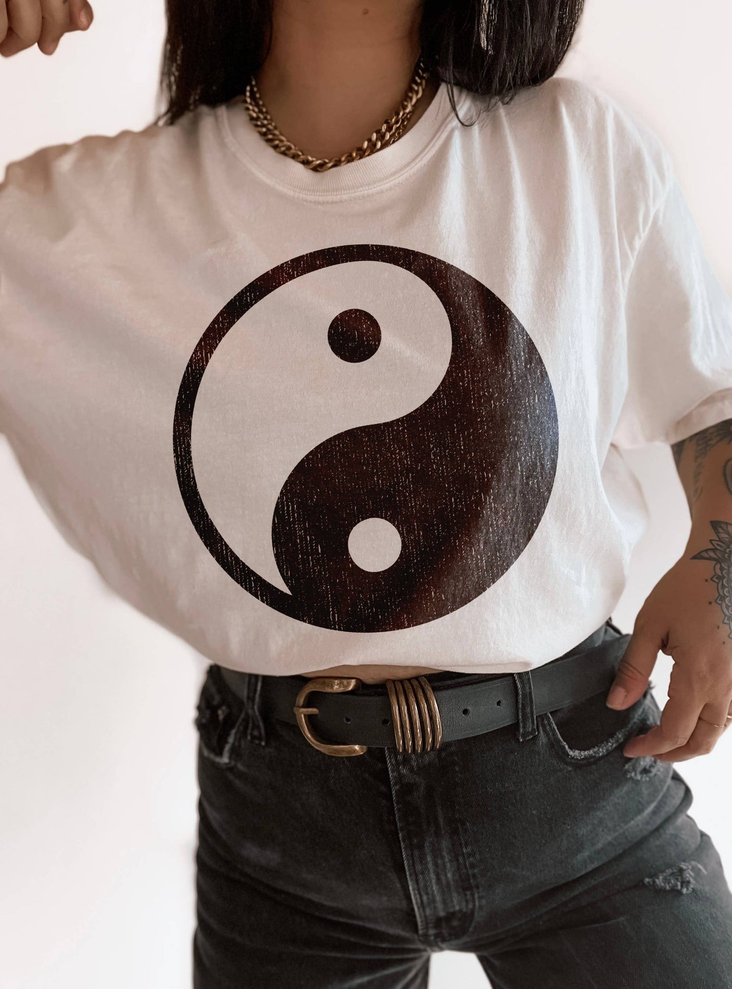 Yin Yang Boho Graphic Tee - Ivory