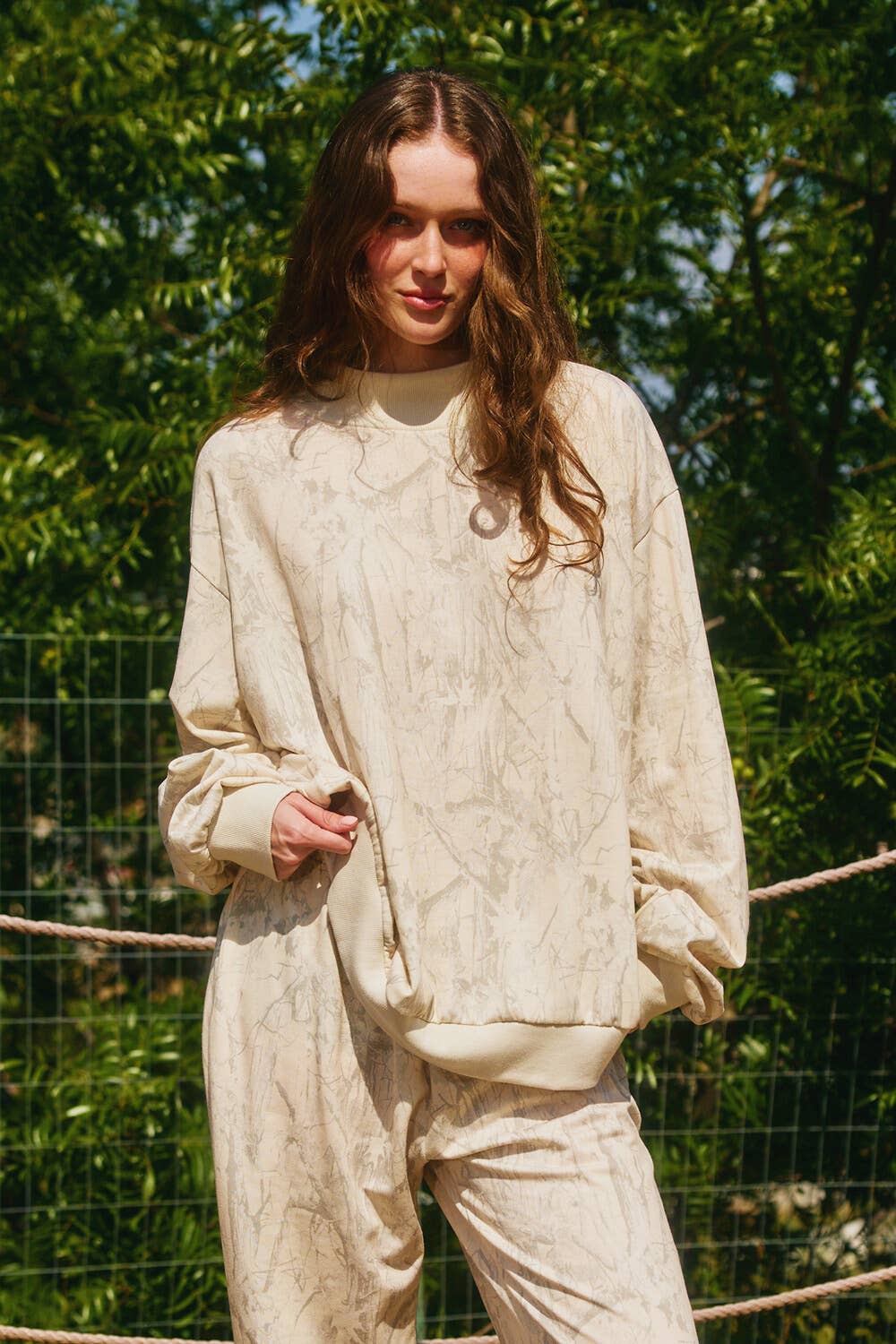 Long Sleeve Oversized Mock Neck Sweatshirt: TAUPE