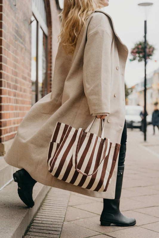 Organic Tote LOW - Striped : Brown