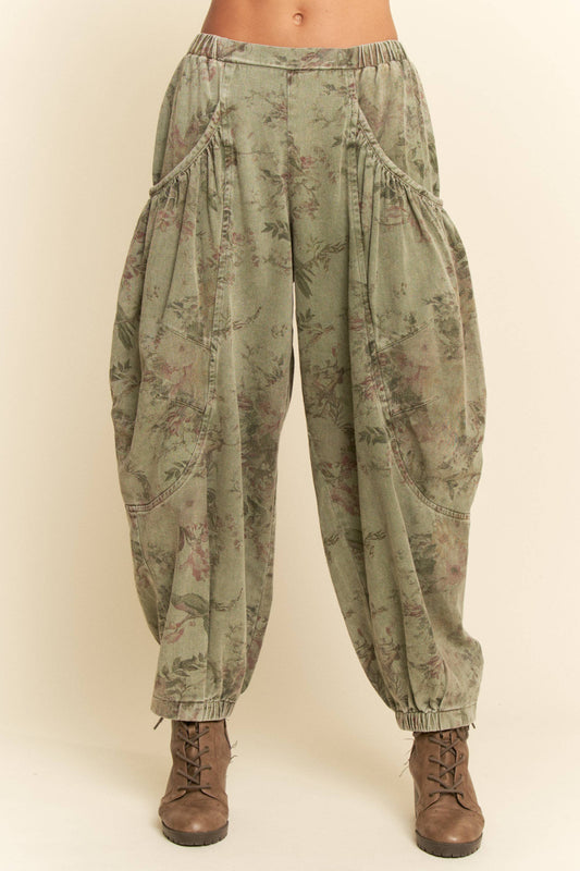 OLIVE FLOWER DENIM: Olive