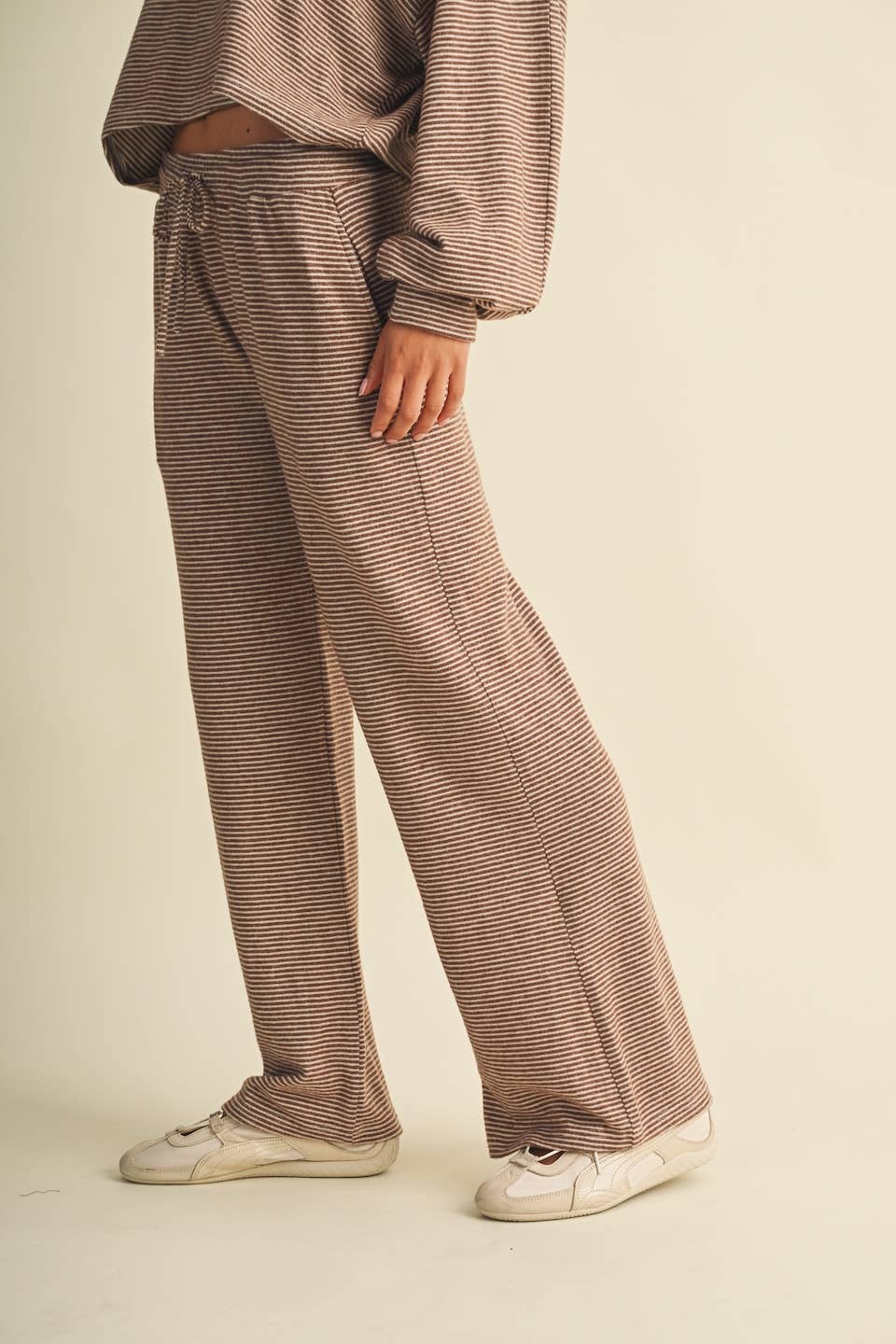 Striped Soft Brushed Lounge Set: Mocha Stripe