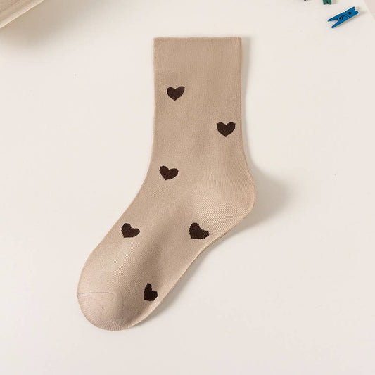 Valentines Day Fully Hearts Socks: Khaki / brown