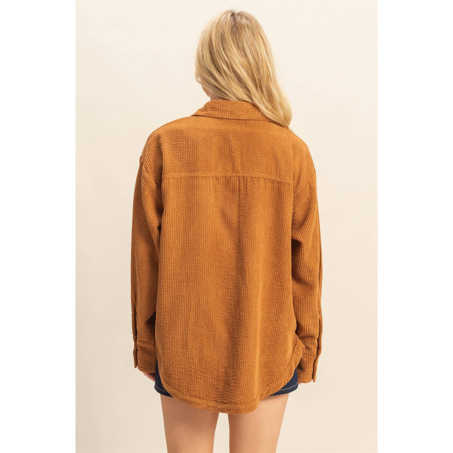 Classic Corduroy Shacket With Pockets: BROWN