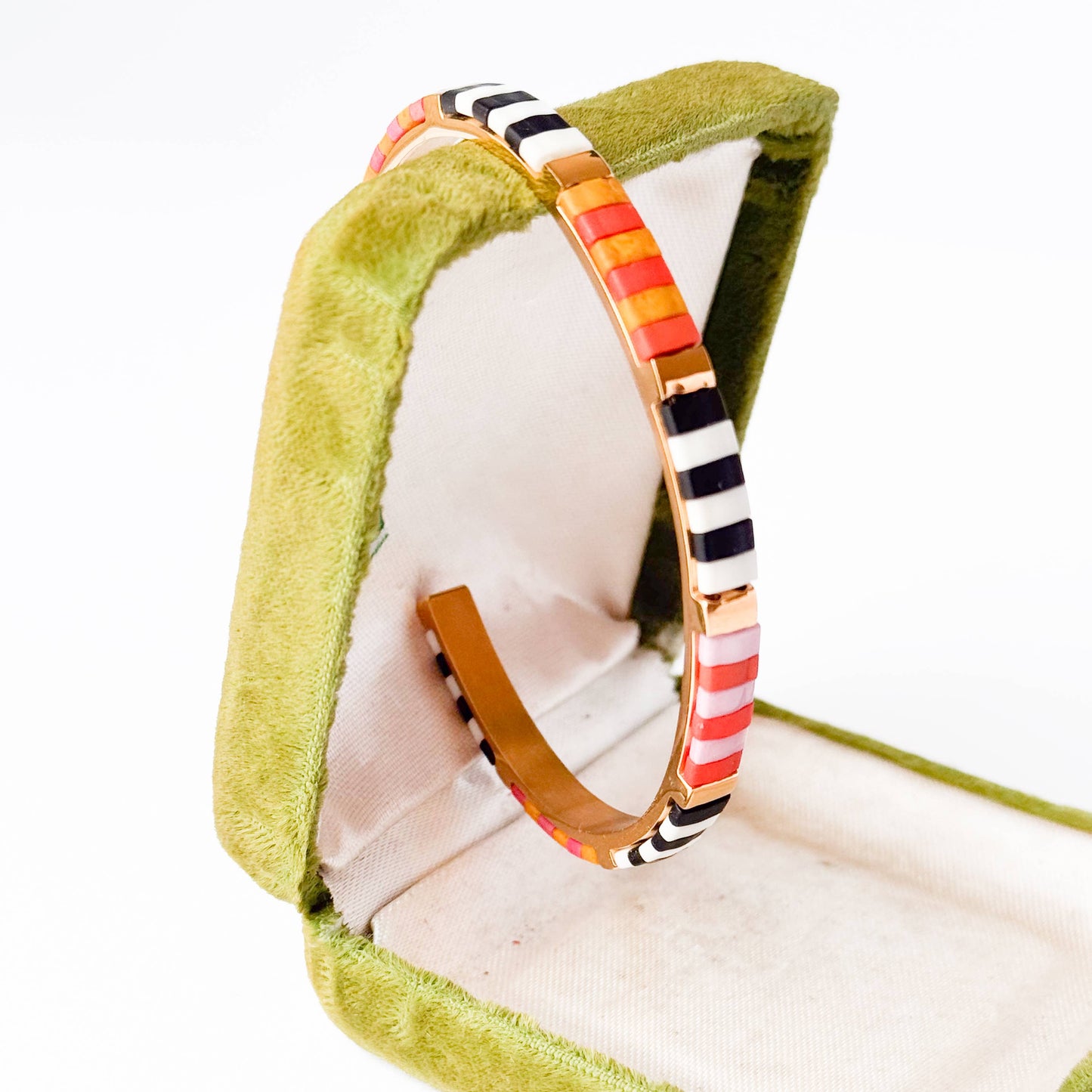 Colorful Tila Bead Cuff Gold Plated Adjustable Bracelet: Marrakech