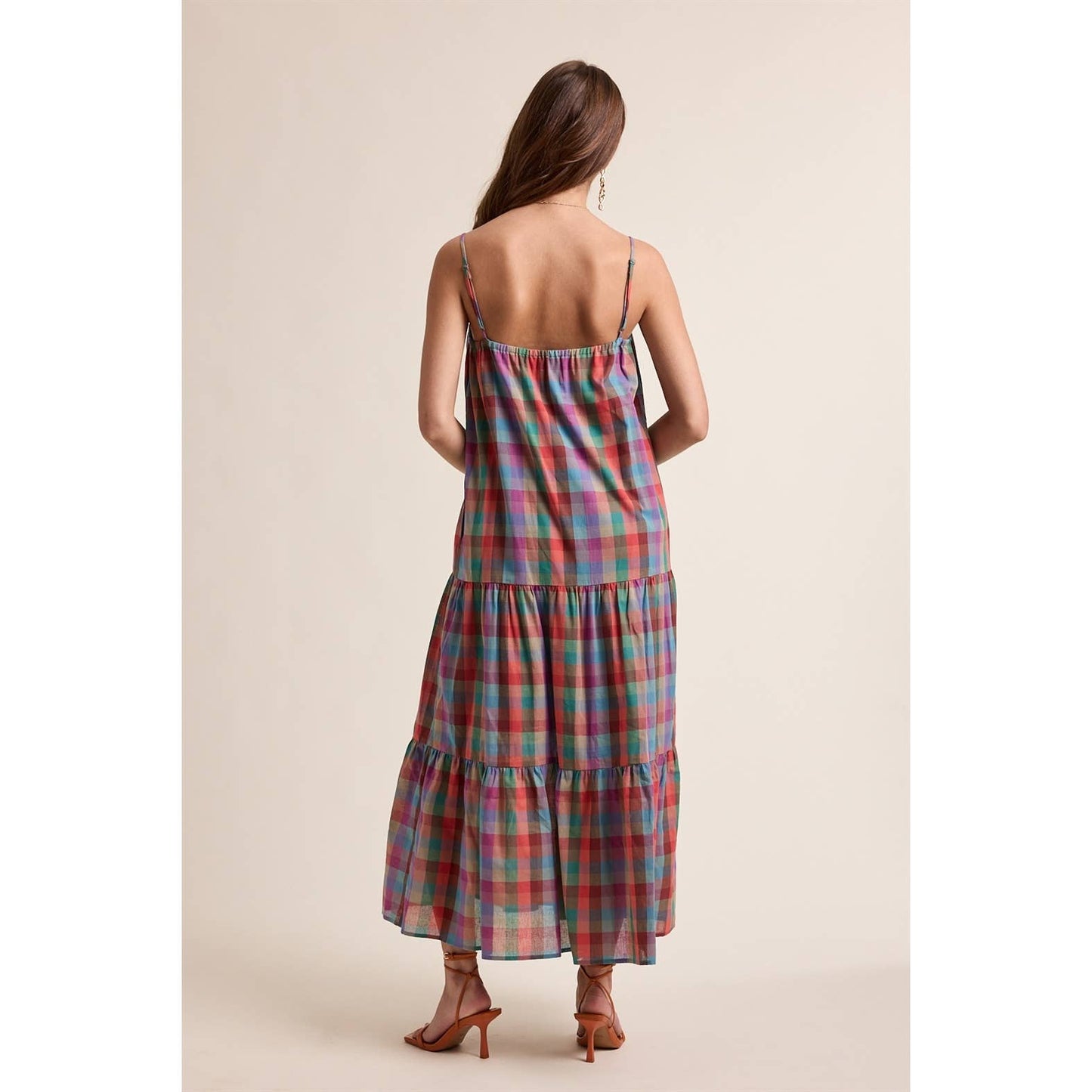 MULTICOLOR PLAID MAXI DRESS
