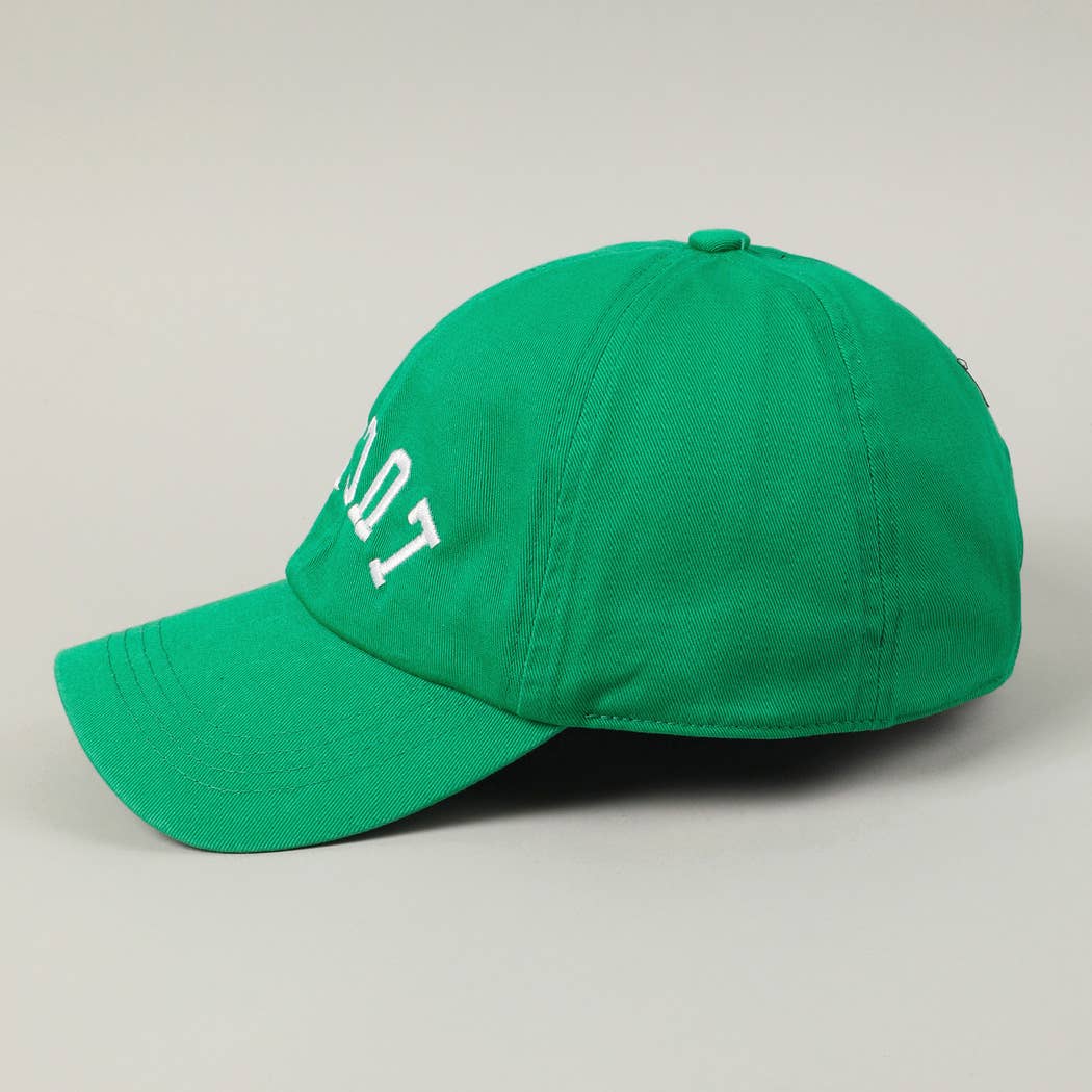 LUCKY Upside Down Embroidery Baseball Cap: Green