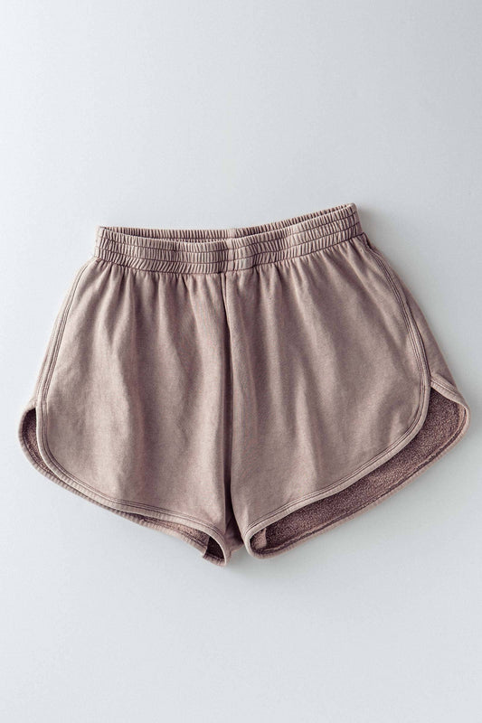 French Terry High Rise Lounge Shorts: MOCHA MOUSSE