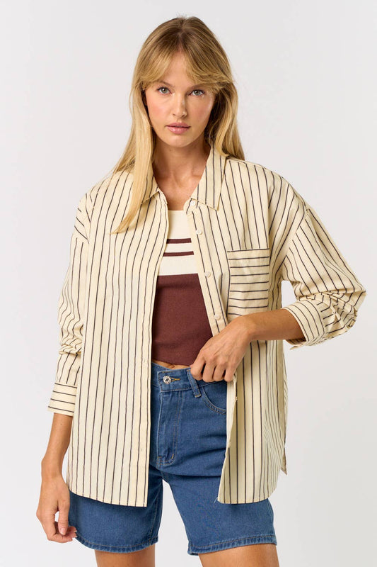 Striped Oversized Shirt : ECRU