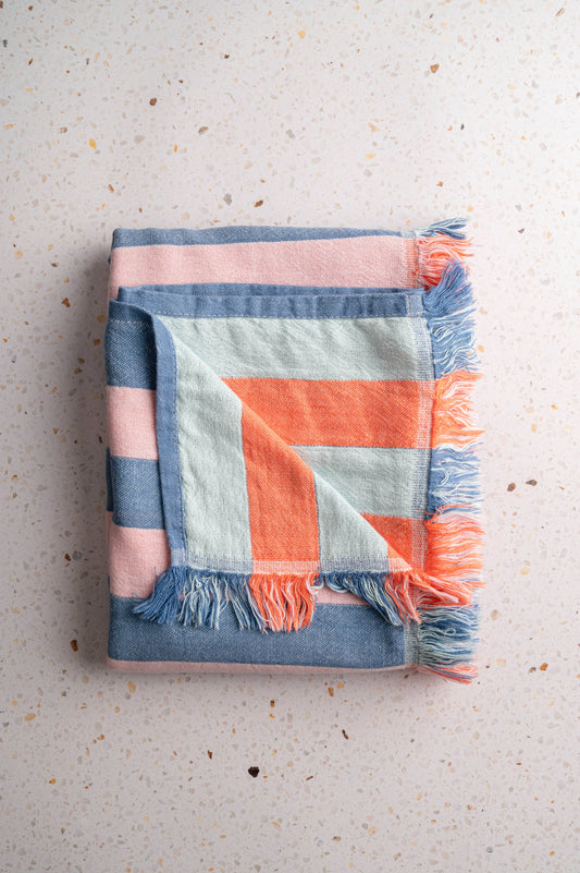 Cabana Stripe Beach Towel: Orange/Mint