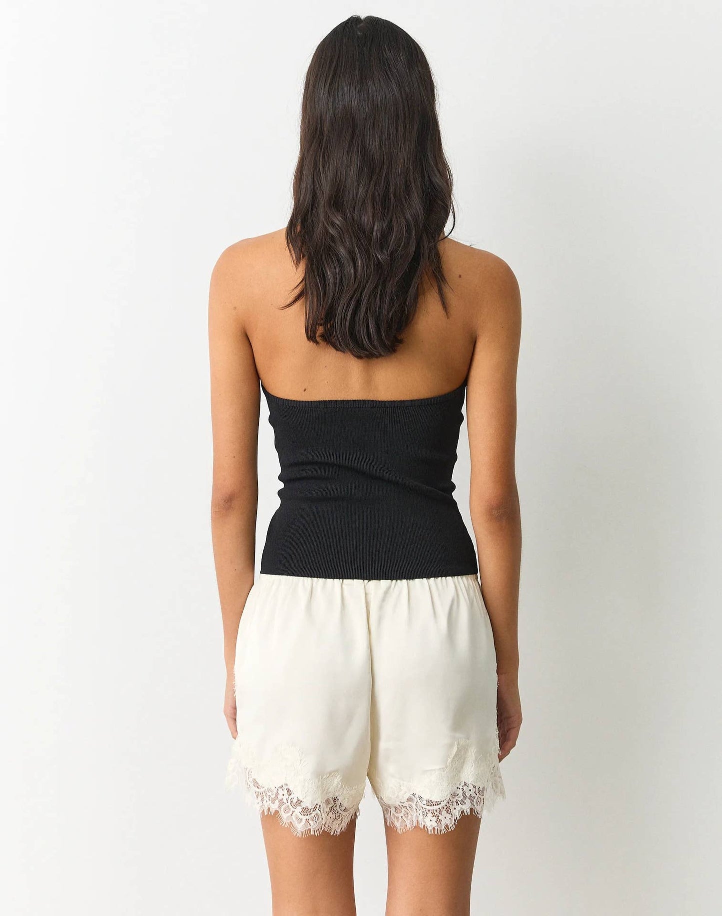 Silky Satin Lace Shorts: White