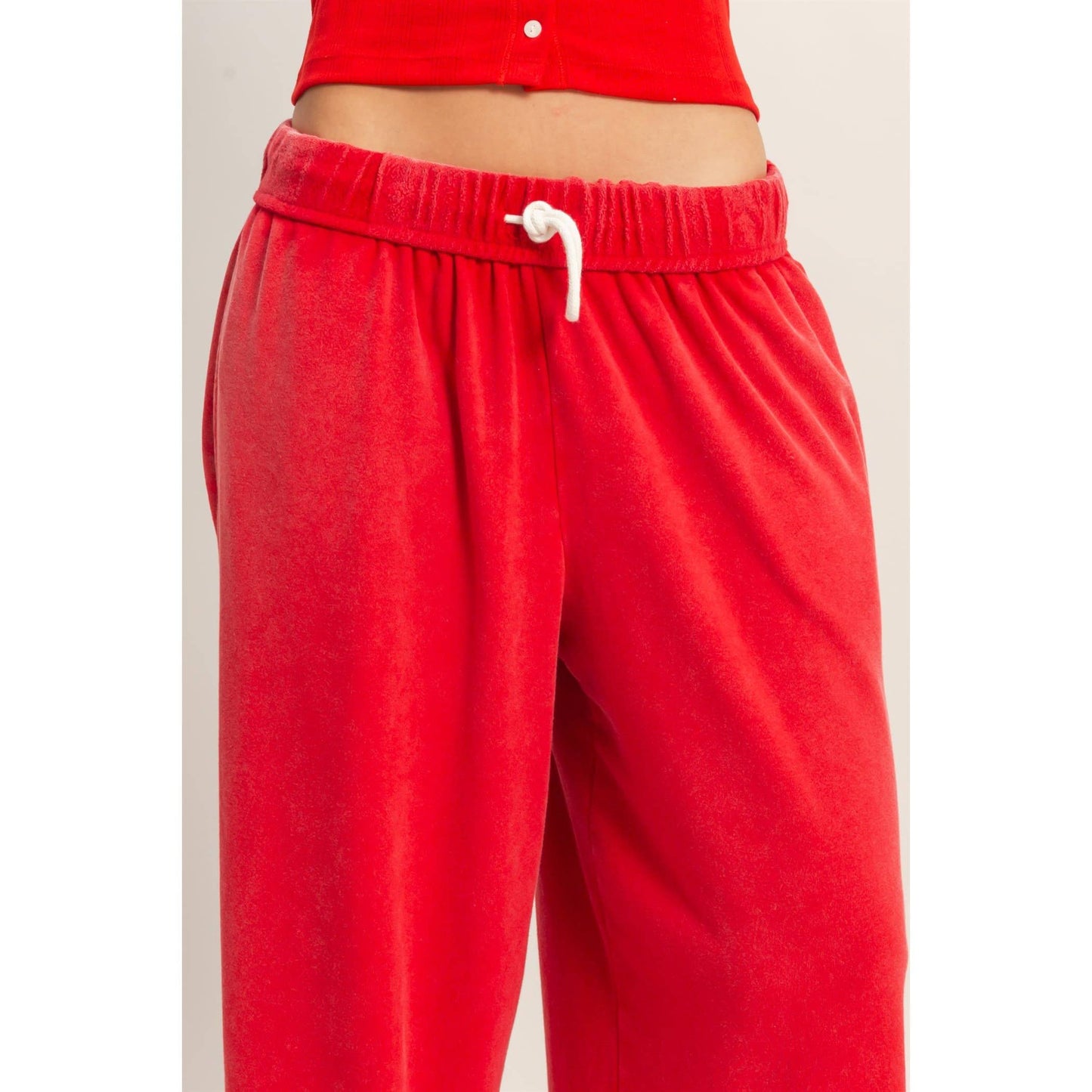 Fold Over Sweatpant Set: RED