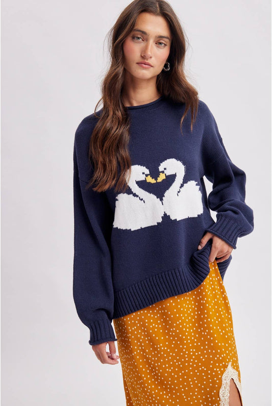 SWAN SWEATER: NAVY