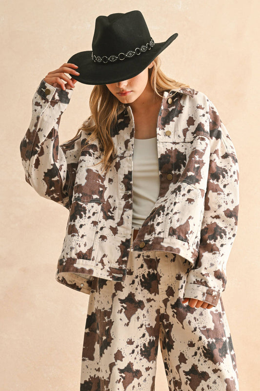 SPLATTERED SWING JACKET: BROWN MULTI