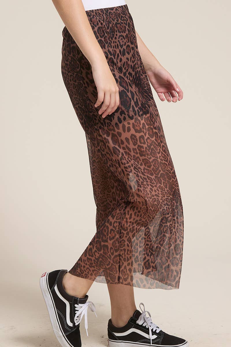 SHEER MAXI SKIRT: LEOPARD