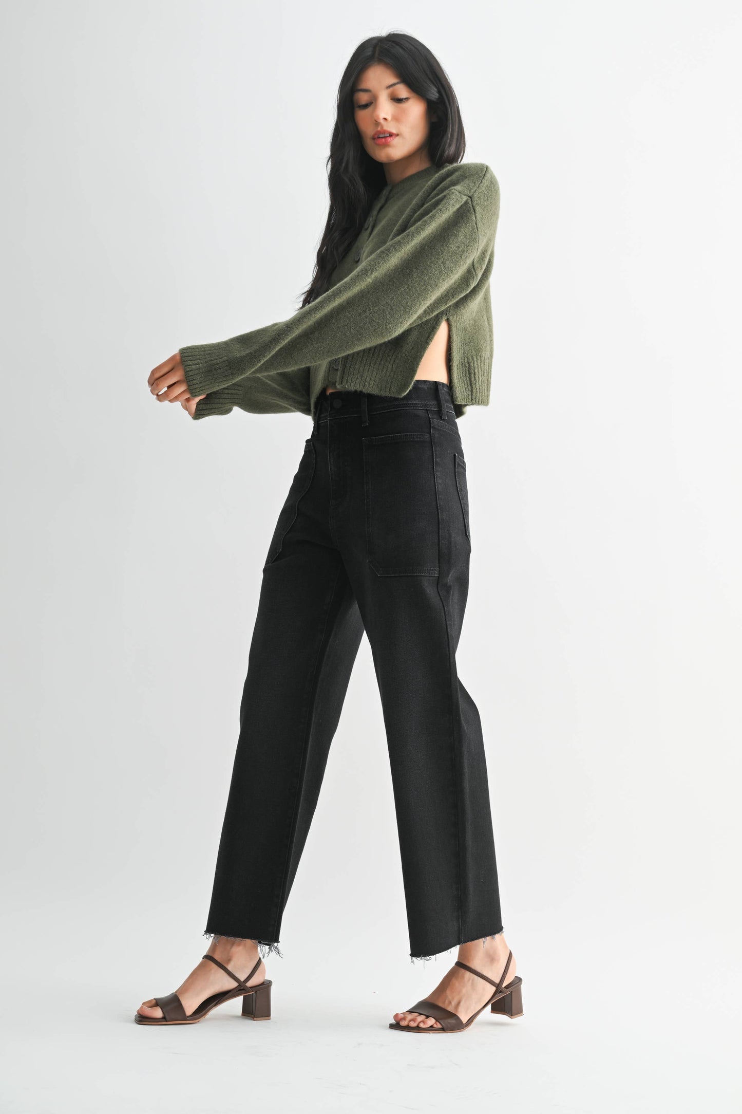 High Rise Utility Wide Leg - BLACK