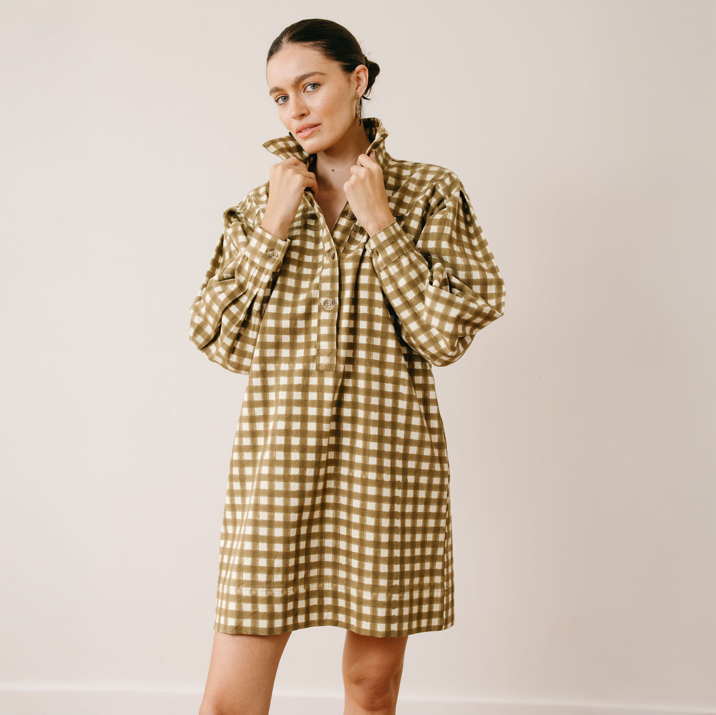 Painted Gingham Marlowe Dress: Moss