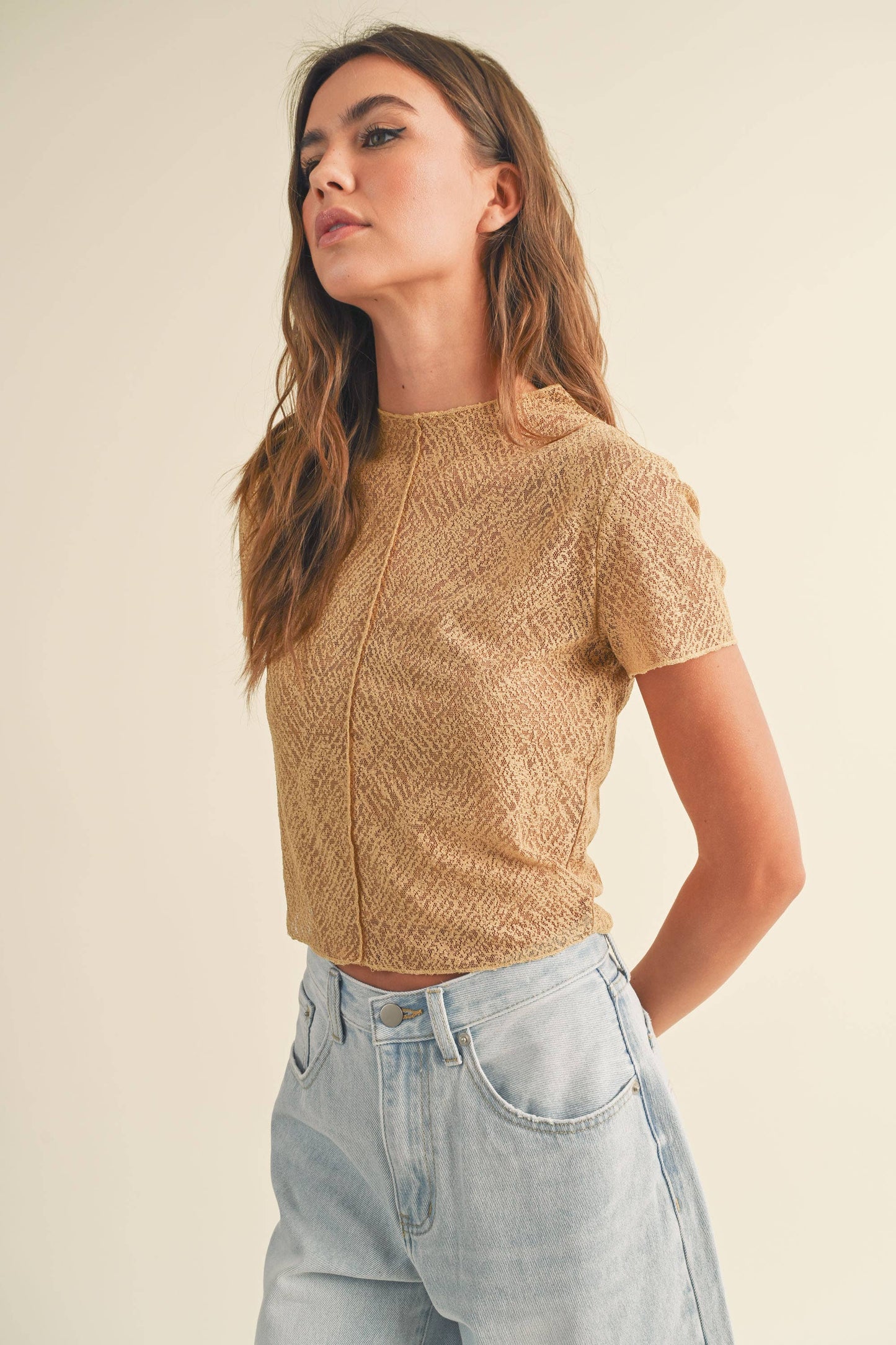 PATTERNED FABRIC TOP WITH TANK TOP