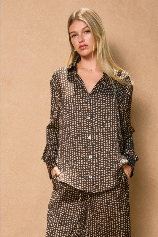 Smoke and Sand Collared Shirt: UMBER/TAUPE