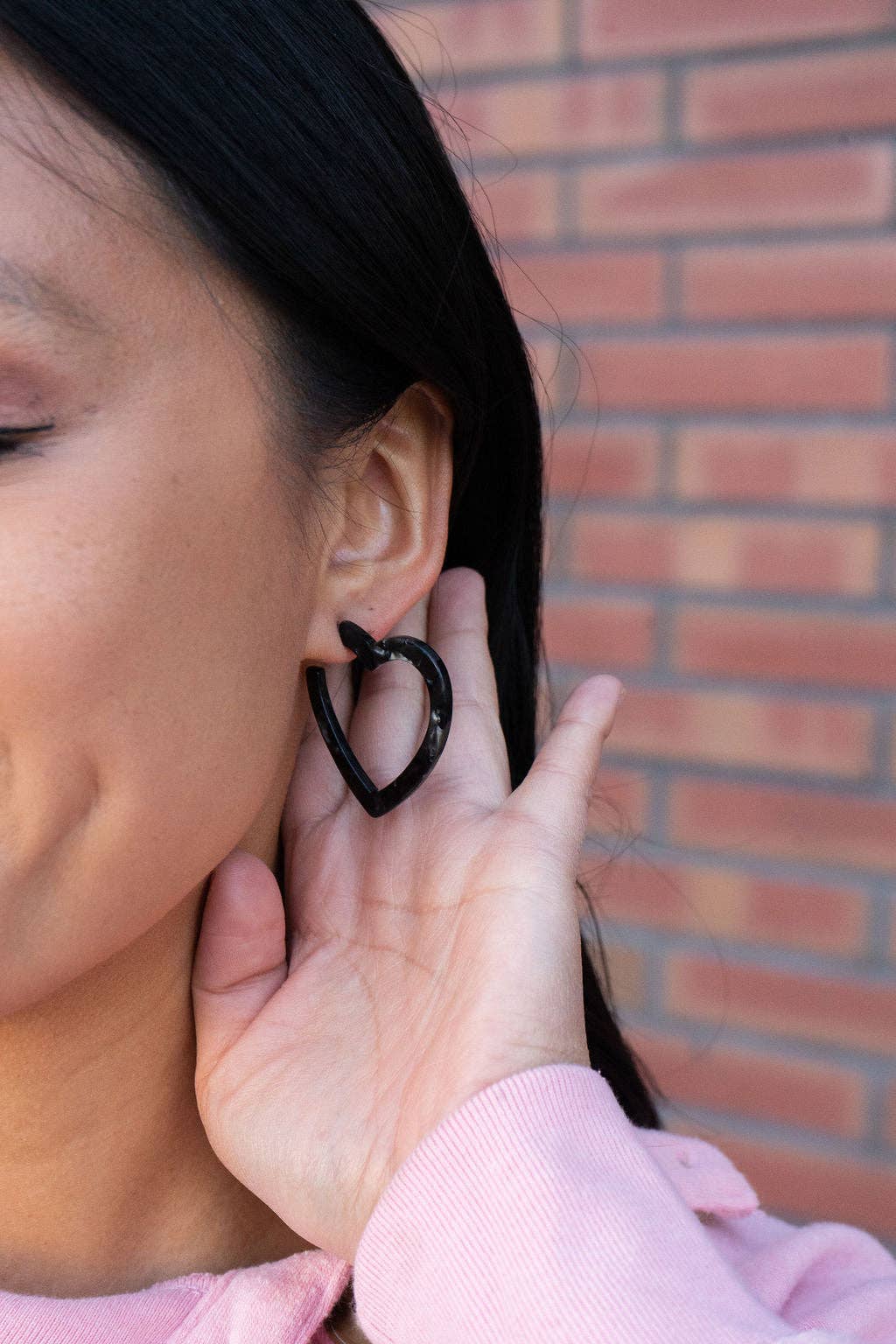 Heart Hoops - Black // Valentine's Earrings