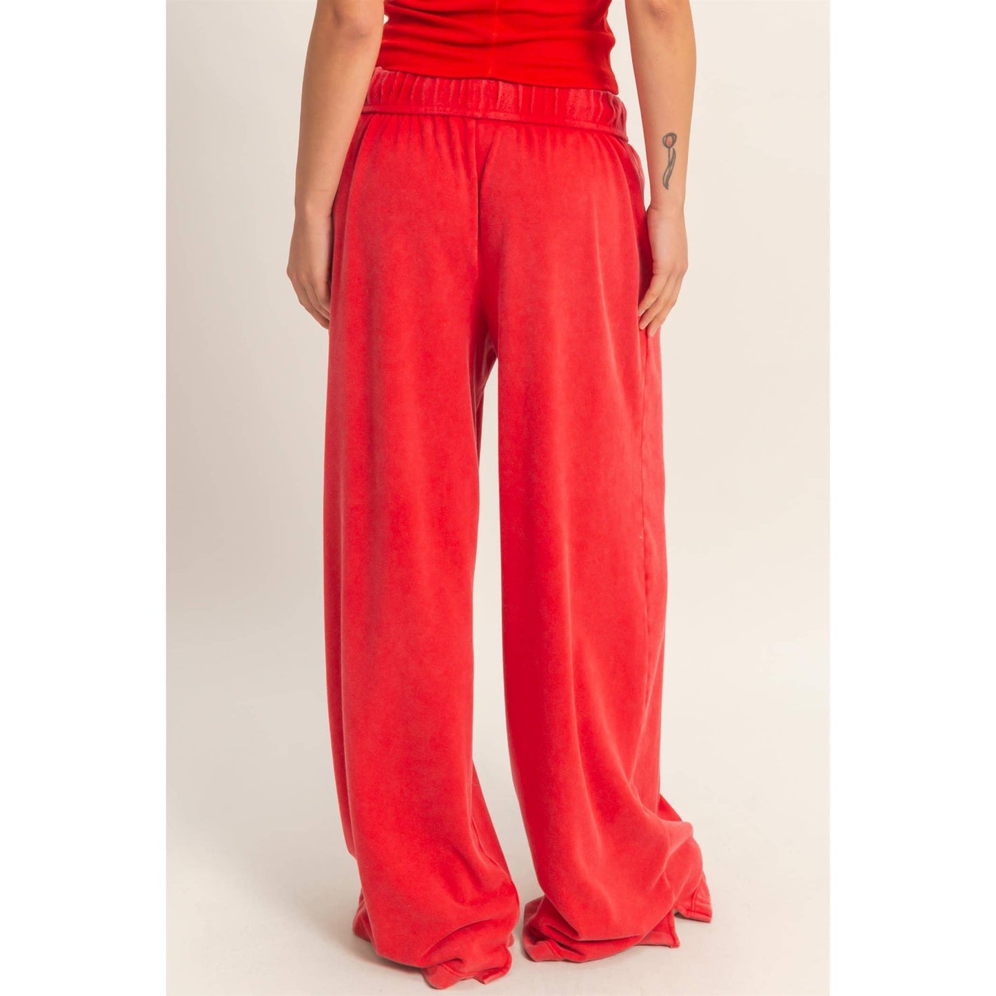 Fold Over Sweatpant Set: RED