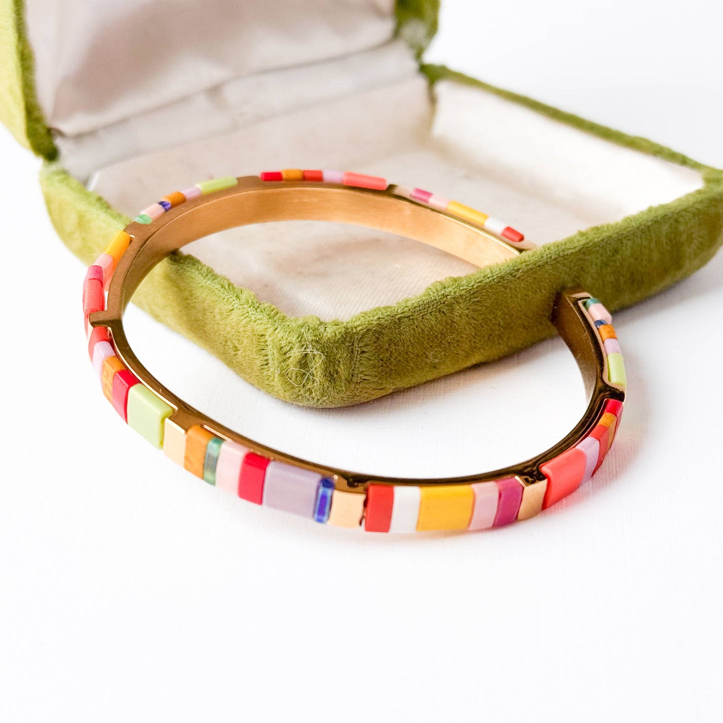 Colorful Tila Bead Cuff Gold Plated Adjustable Bracelet: Tulum