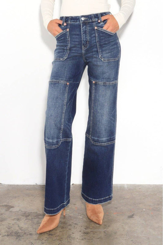 HIGH RISE RELAXED WIDE LEG JEANS: Vintage Wash