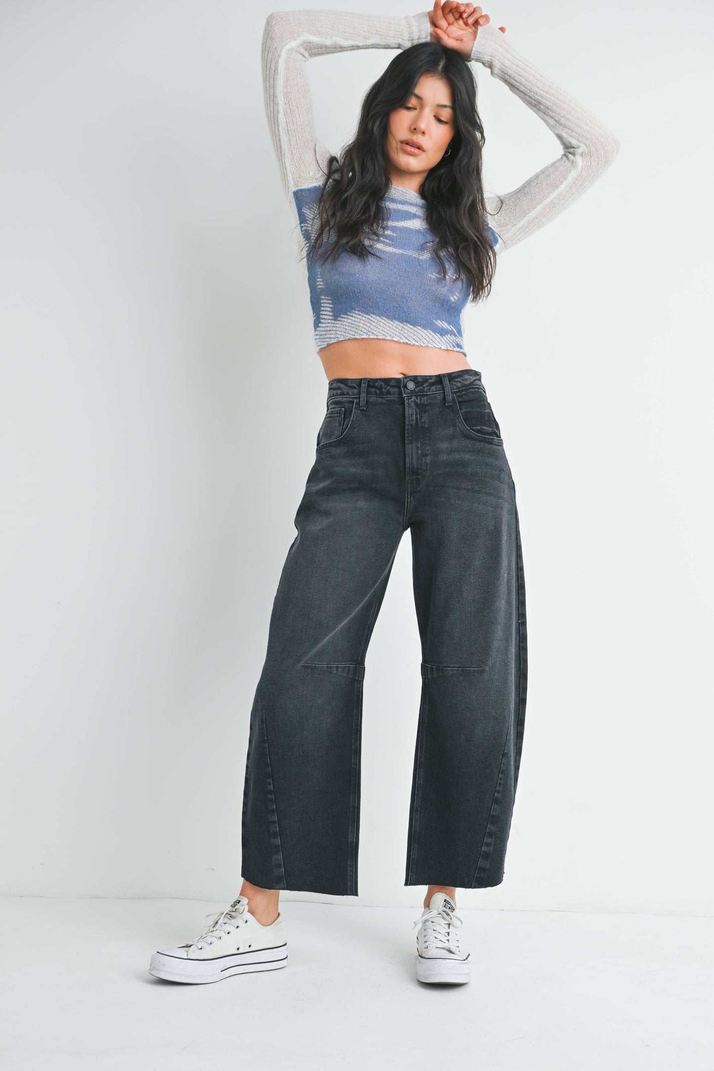 Barrel Jean w/ Seams: BLACk
