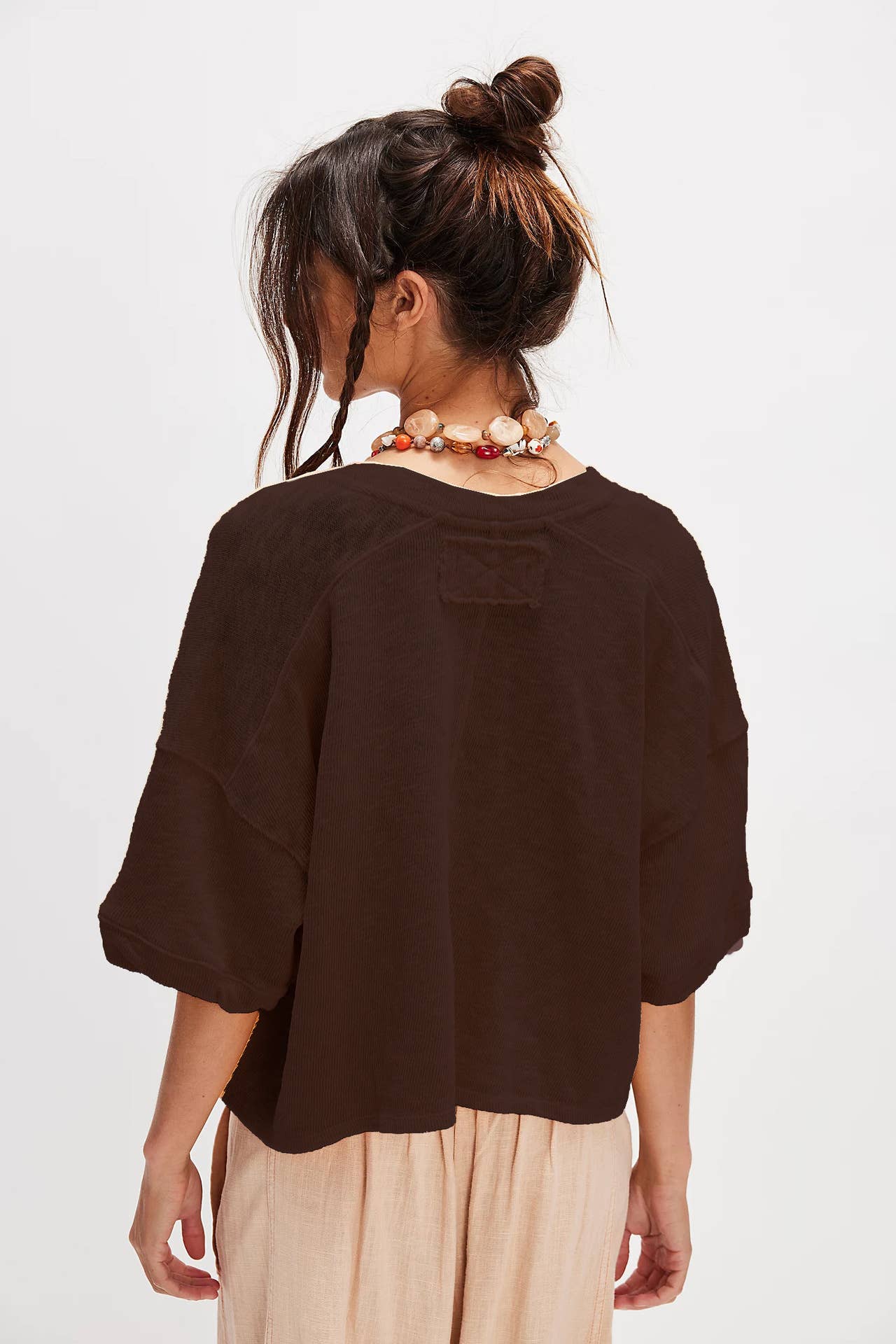 Midi Sleeve Knit Cardi: Coffee