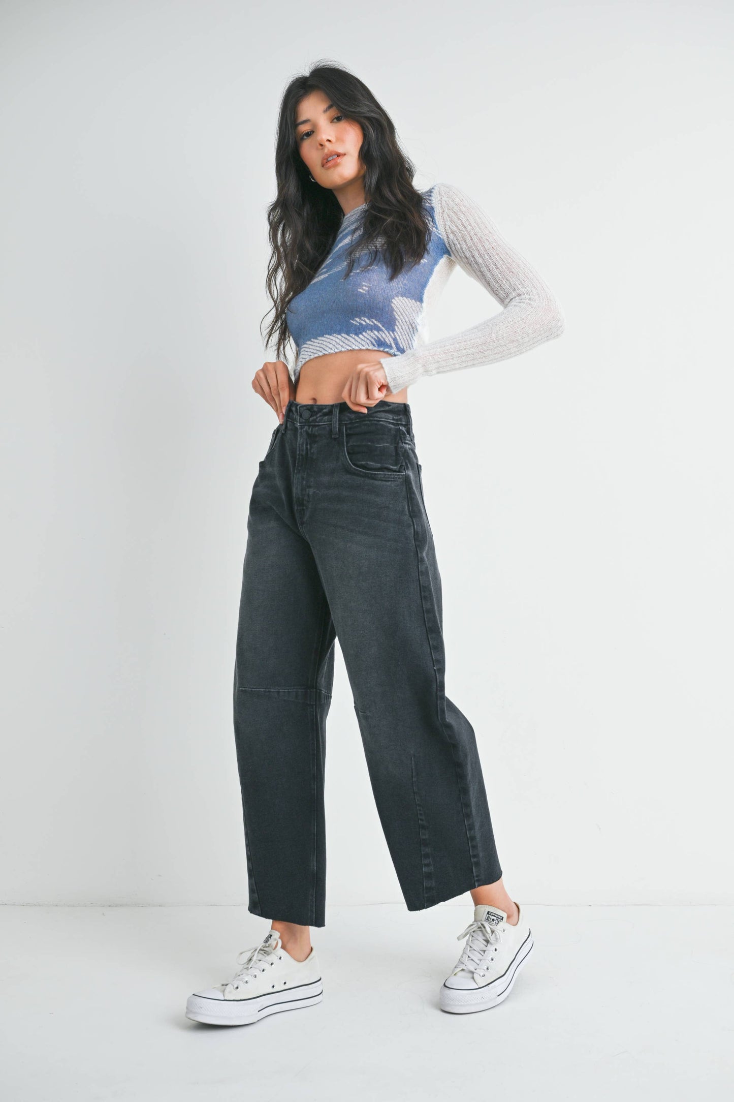 Barrel Jean w/ Seams: BLACk