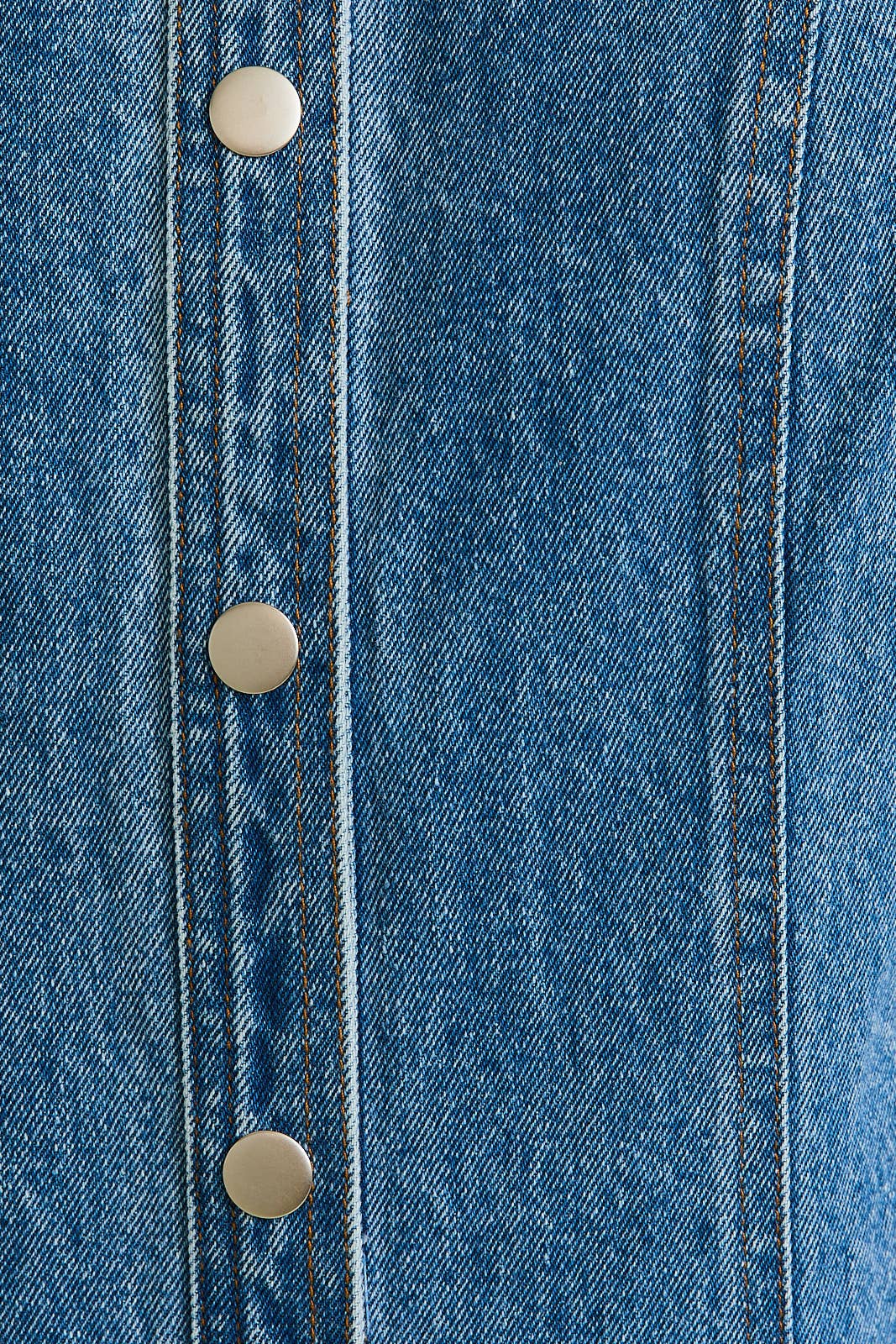 BUTTON DOWN DENIM MINI DRESS: DENIM BLUE