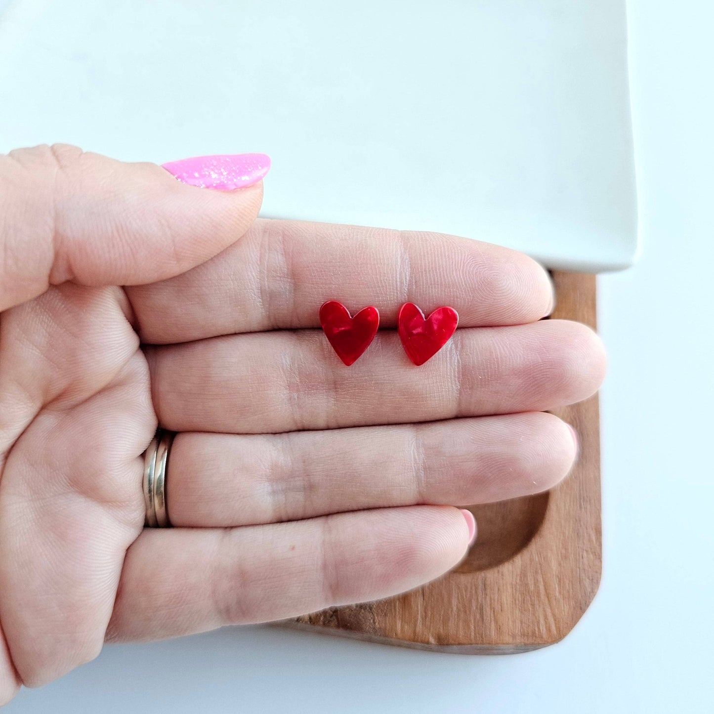 Hand Drawn Heart Studs - Red // Jewelry, Earrings, Valentines