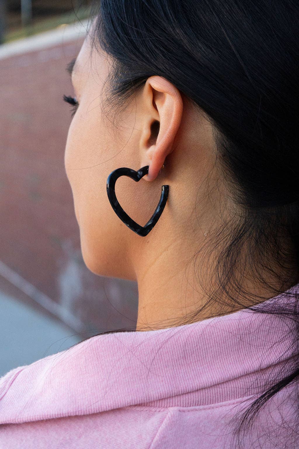 Heart Hoops - Black // Valentine's Earrings