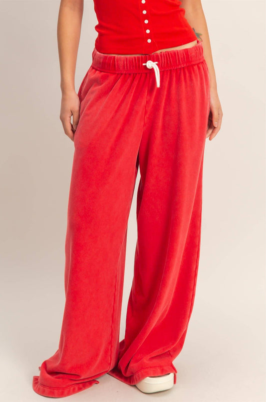 Fold Over Sweatpant Set: RED