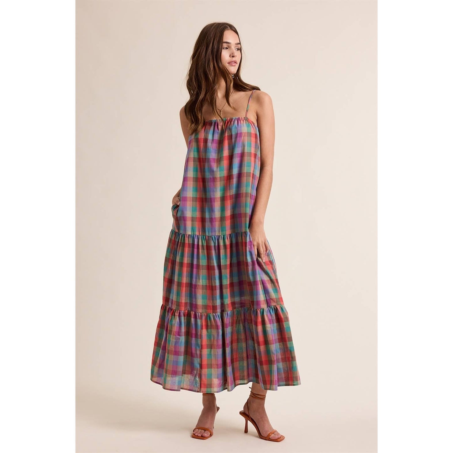 MULTICOLOR PLAID MAXI DRESS
