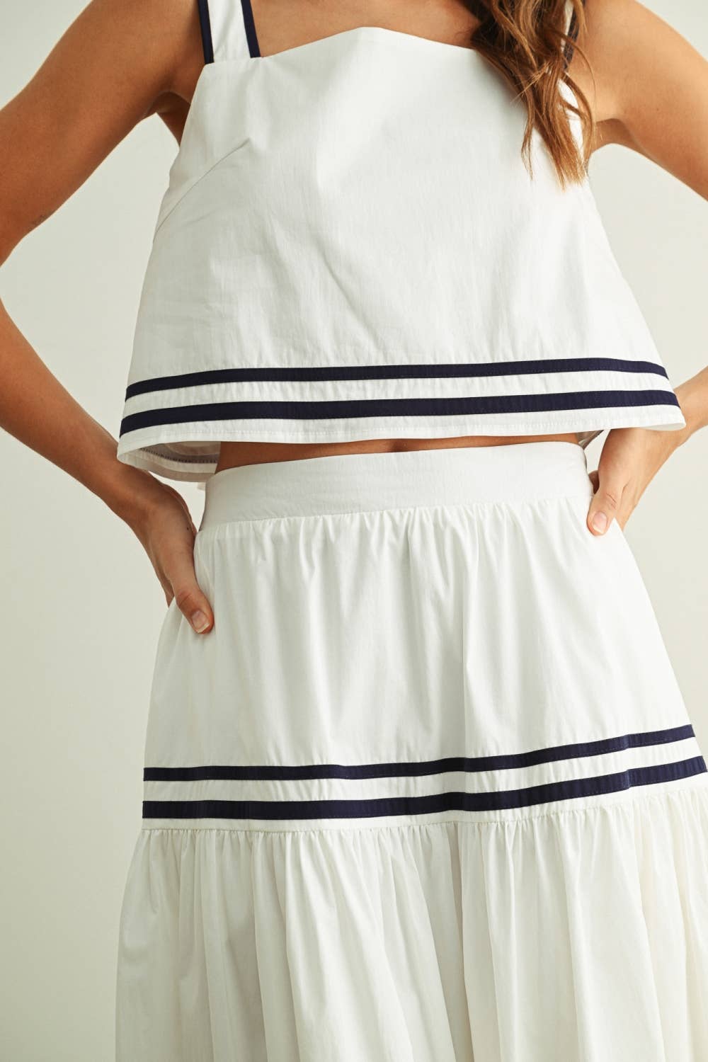 Marine Skirt Set: White/Navy