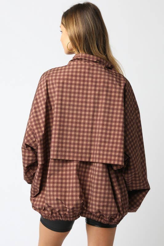 Diya Gingham Jacket: Brown