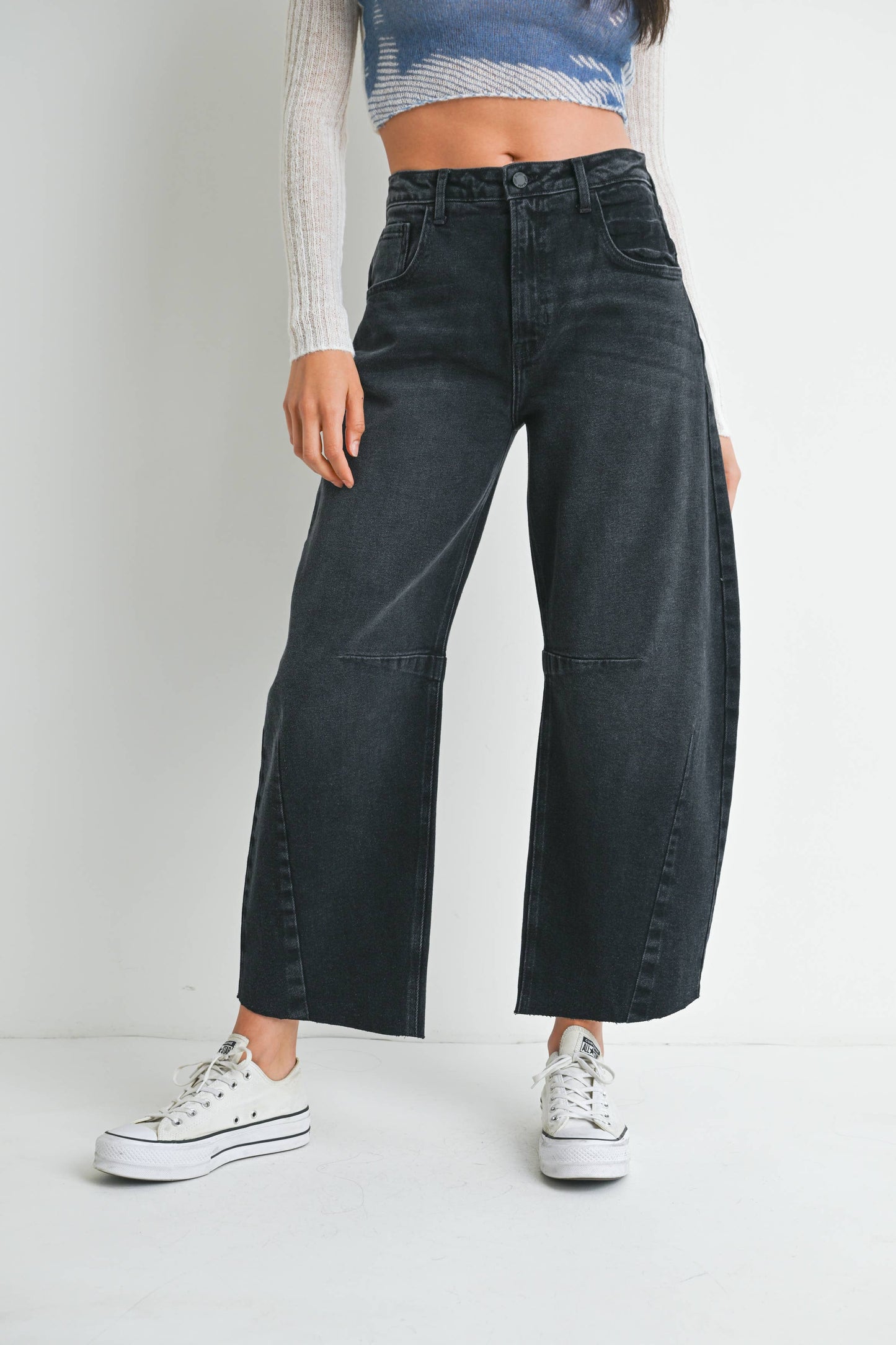 Barrel Jean w/ Seams: BLACk