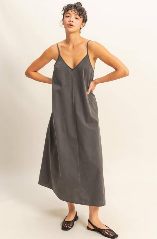 Dyed Maxi Dress: DENIM BLACK