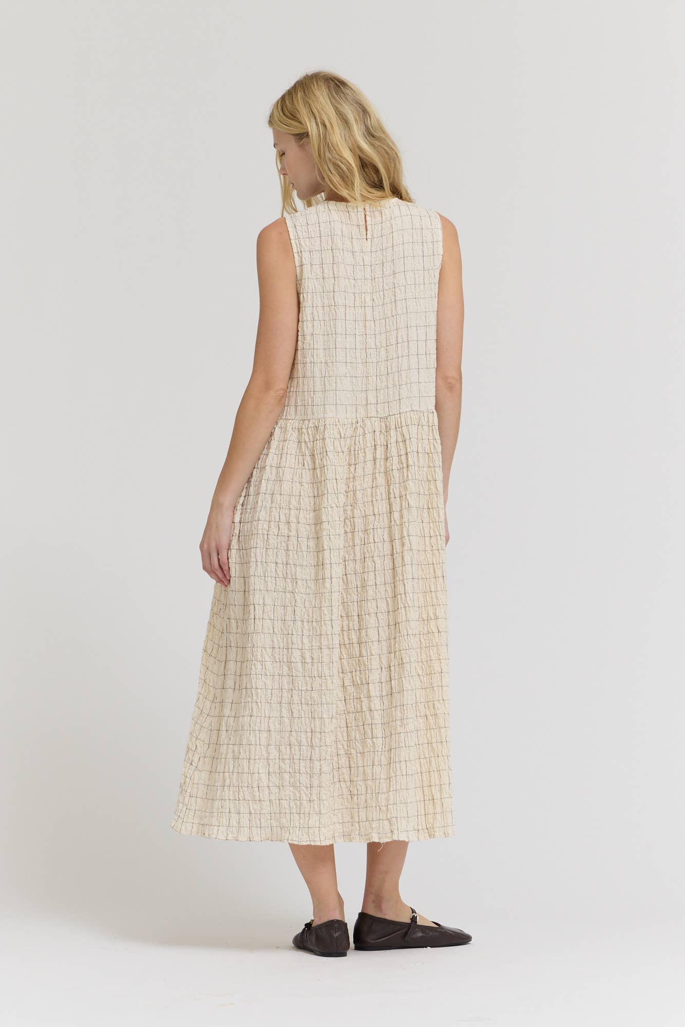  GRID GAUZE EASY DRESS: CREAM