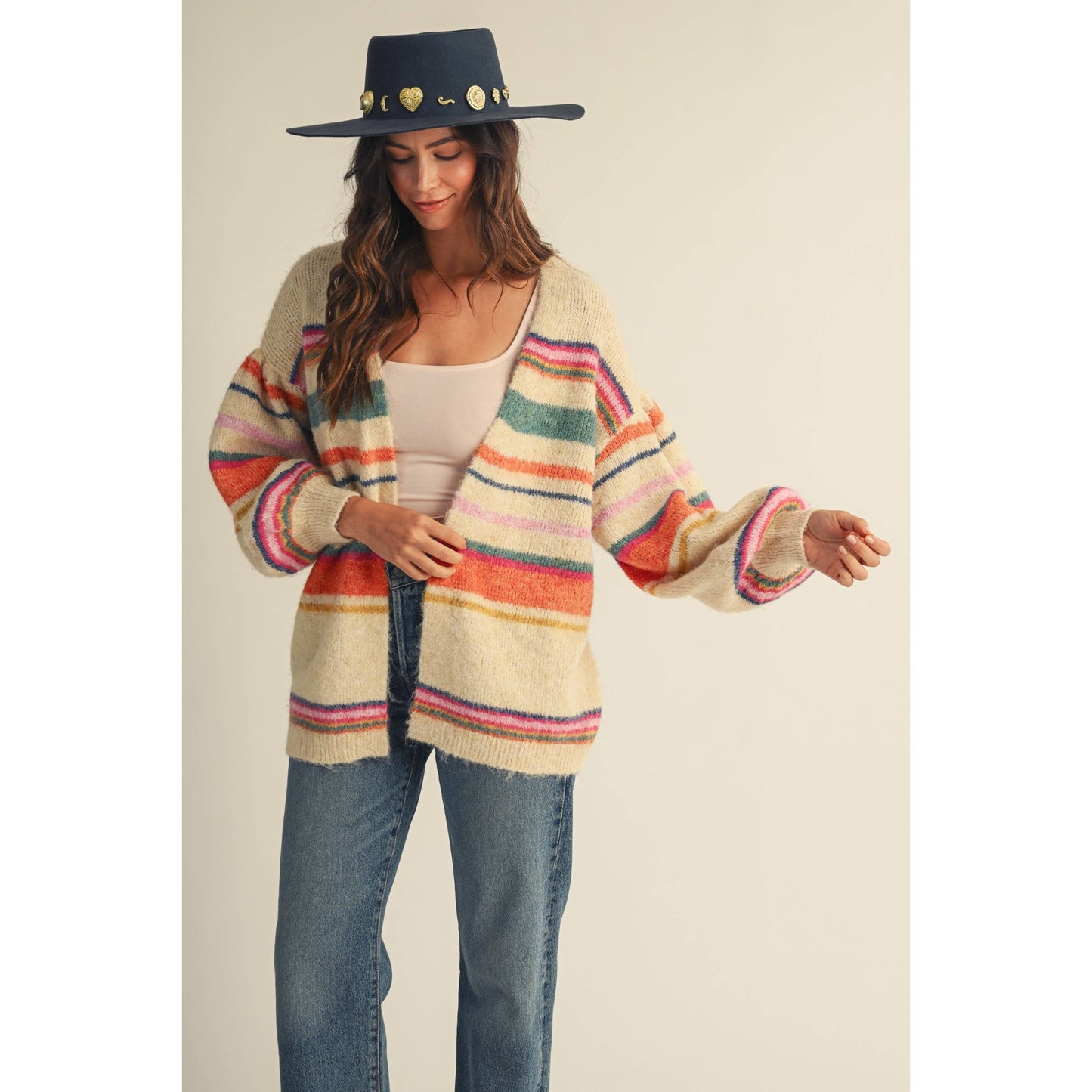 Sunset Stripe Relaxed Cardigan: MULTI