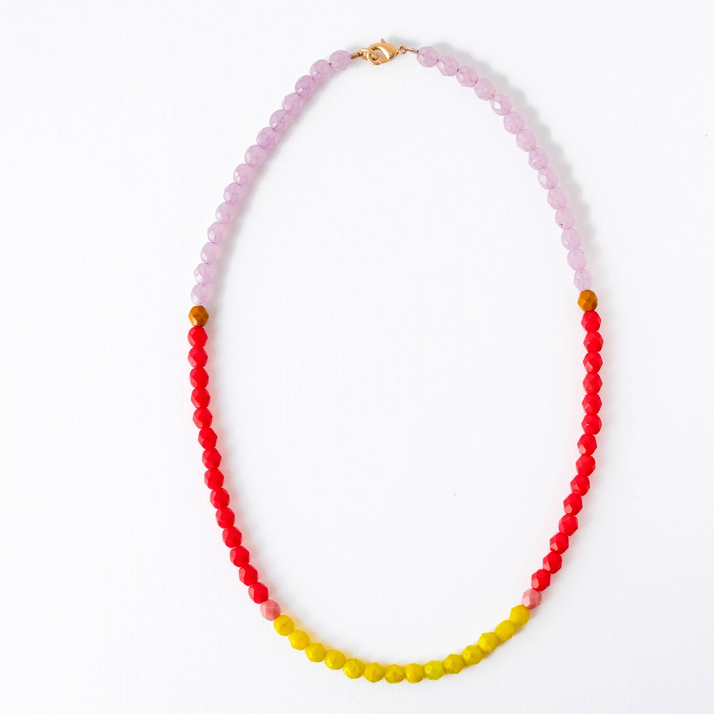 Color-Blocked Czech Glass Bead Necklace: Chartreuse