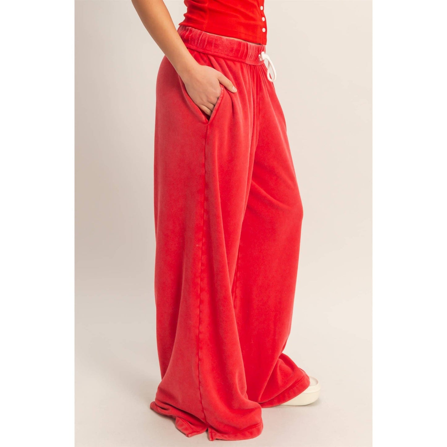 Fold Over Sweatpant Set: RED