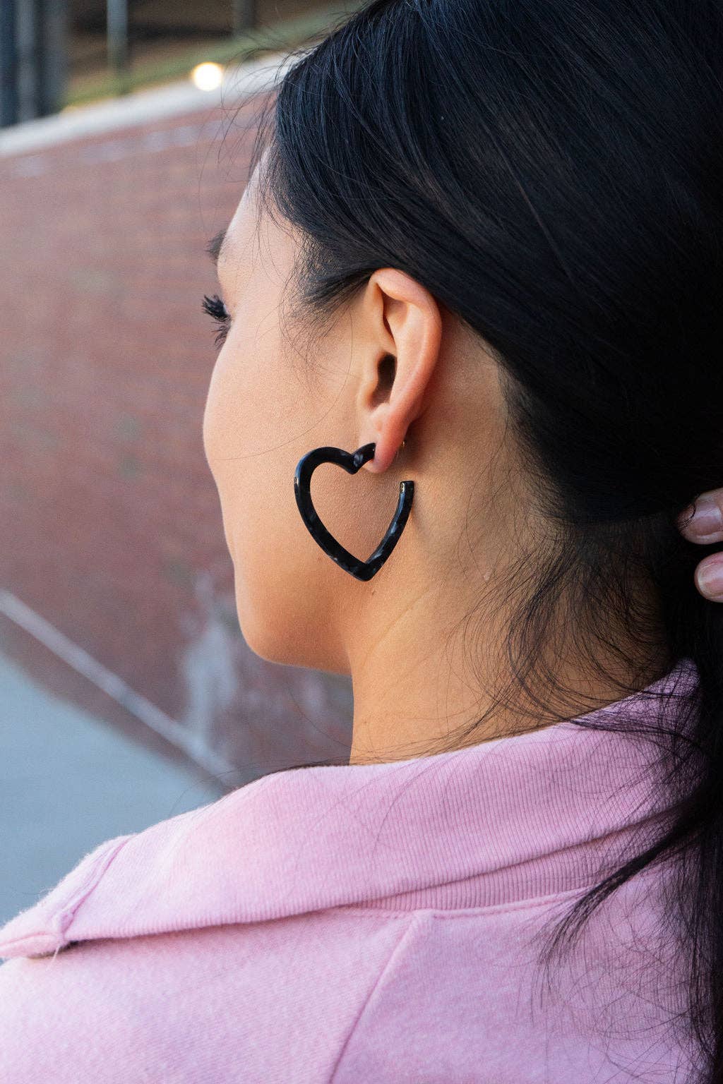 Heart Hoops - Black // Valentine's Earrings
