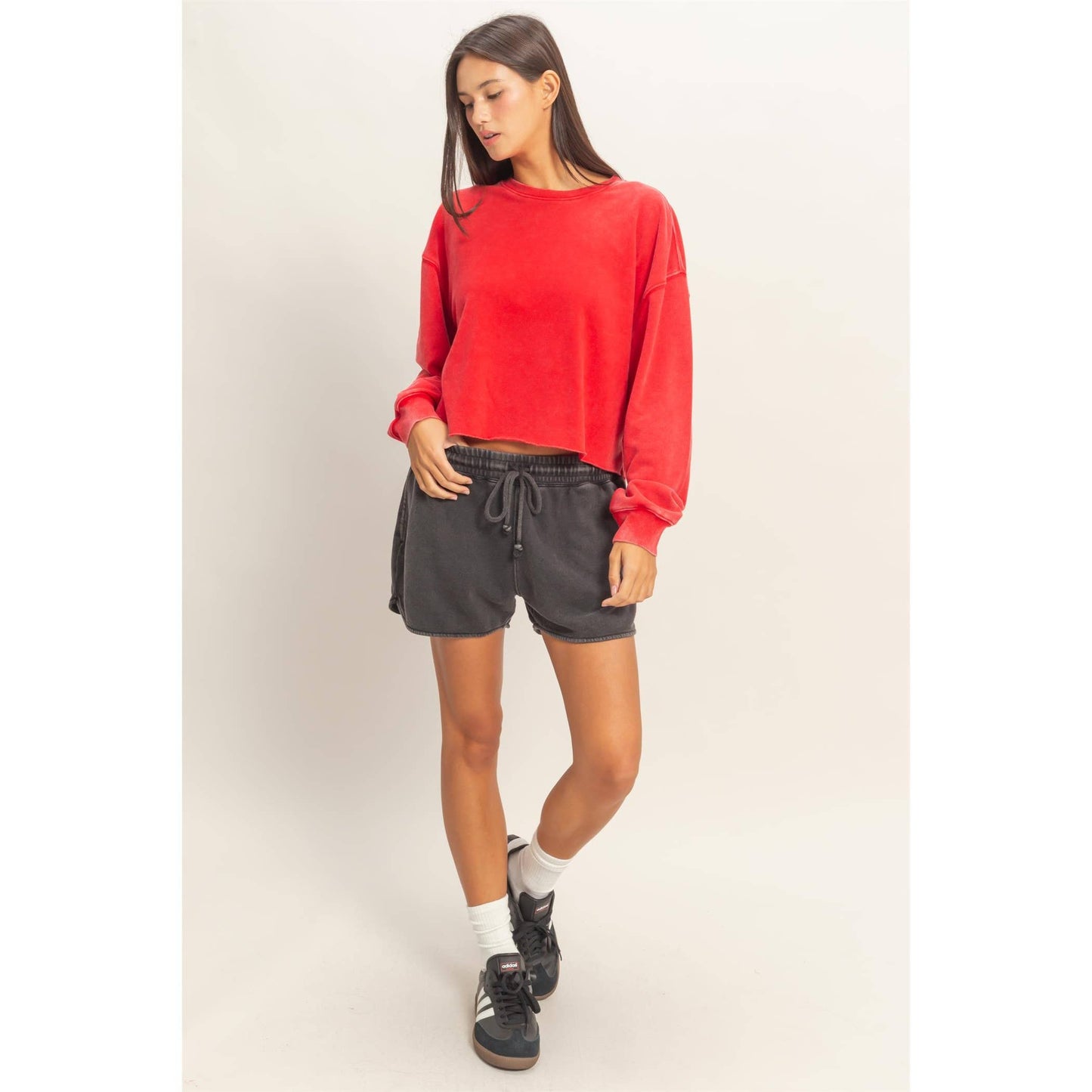 Fold Over Sweatpant Set: RED