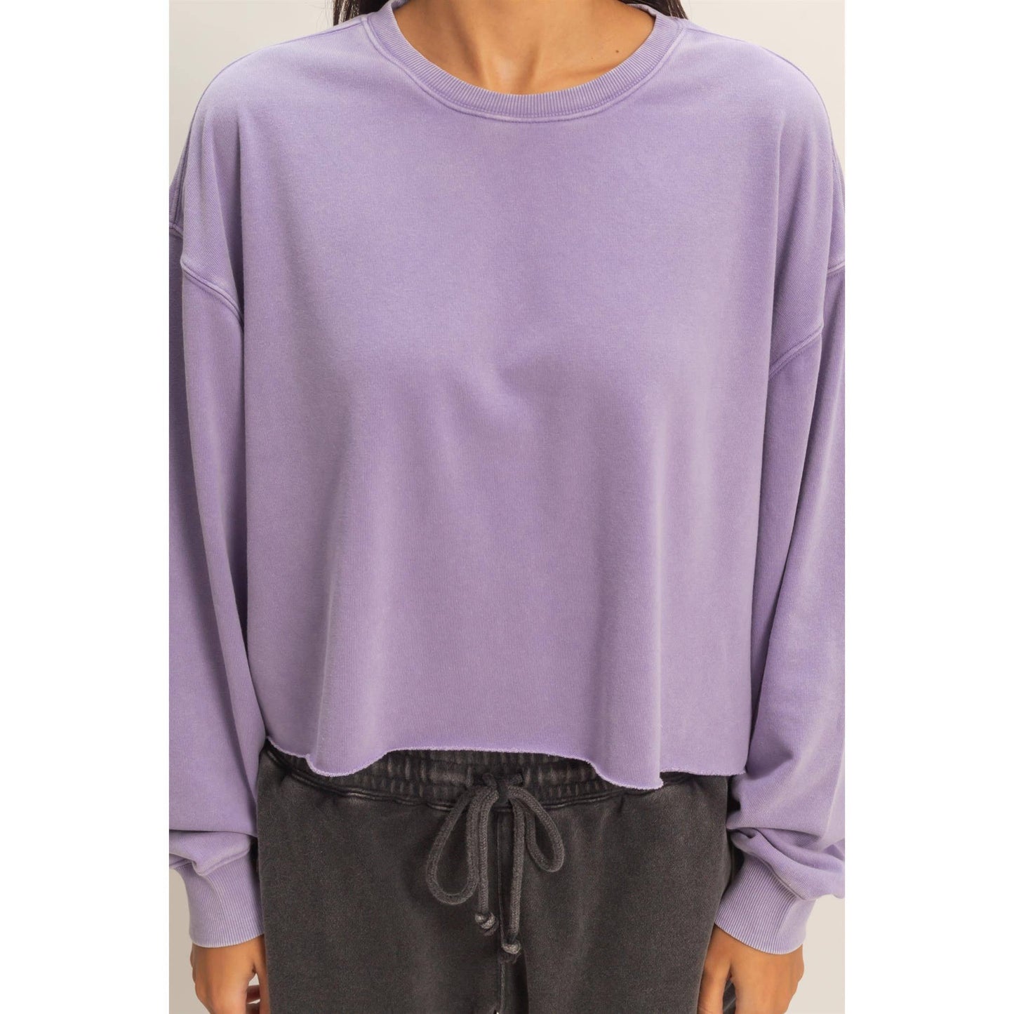 Fold Over Sweatpant Set: DUSTY PURPLE