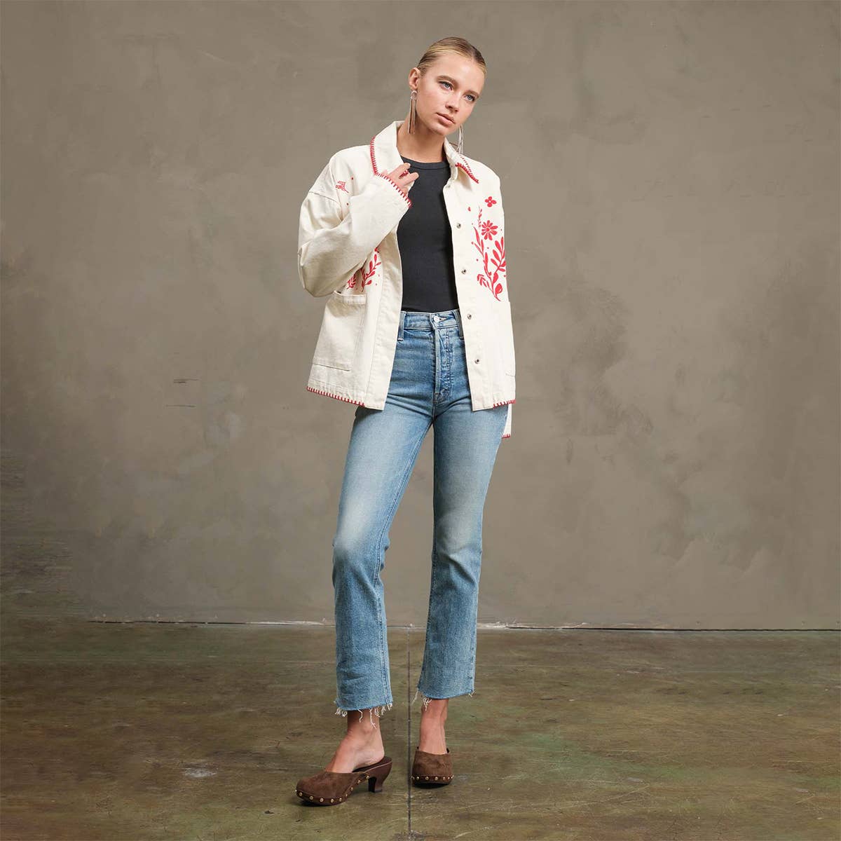 Embroidered Folk Jacket: CREAM