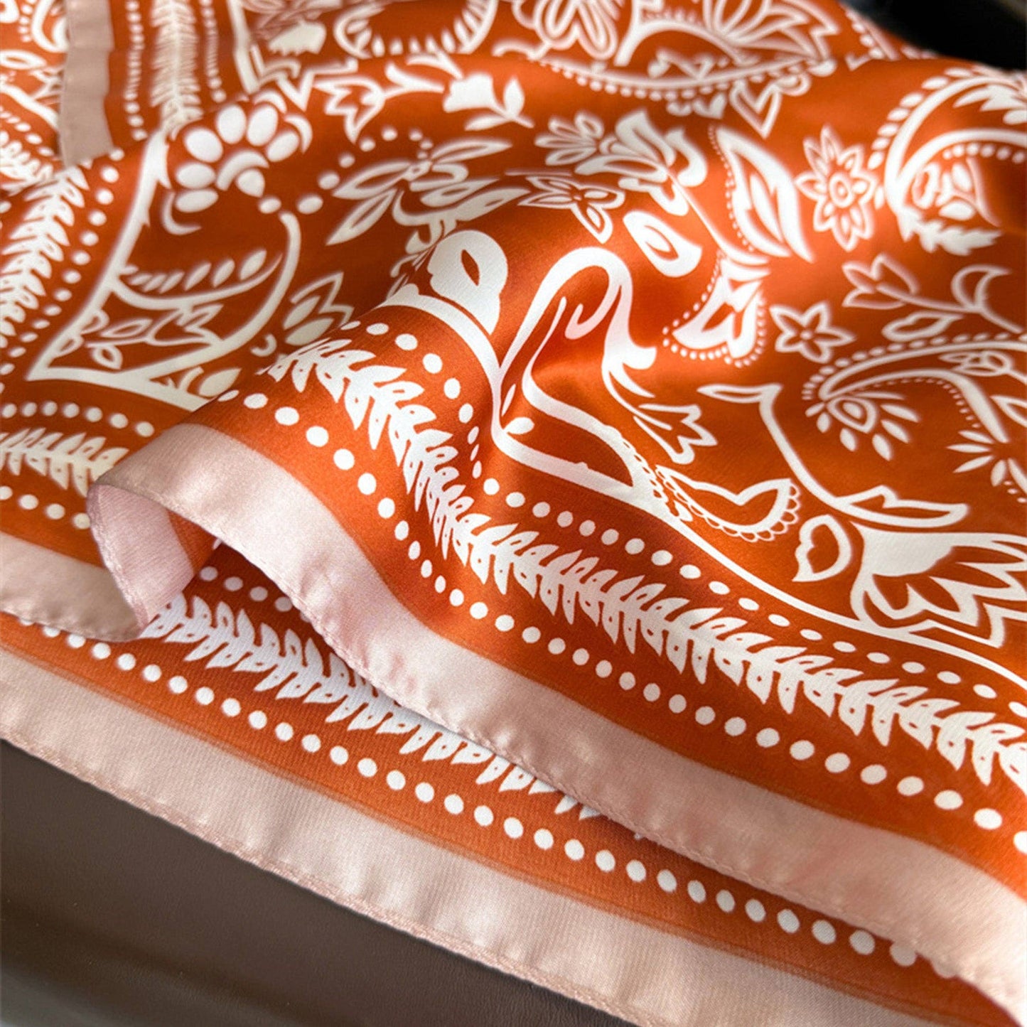 Satin Scarf with Classic Paisley: Orange