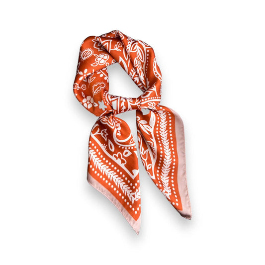 Satin Scarf with Classic Paisley: Orange