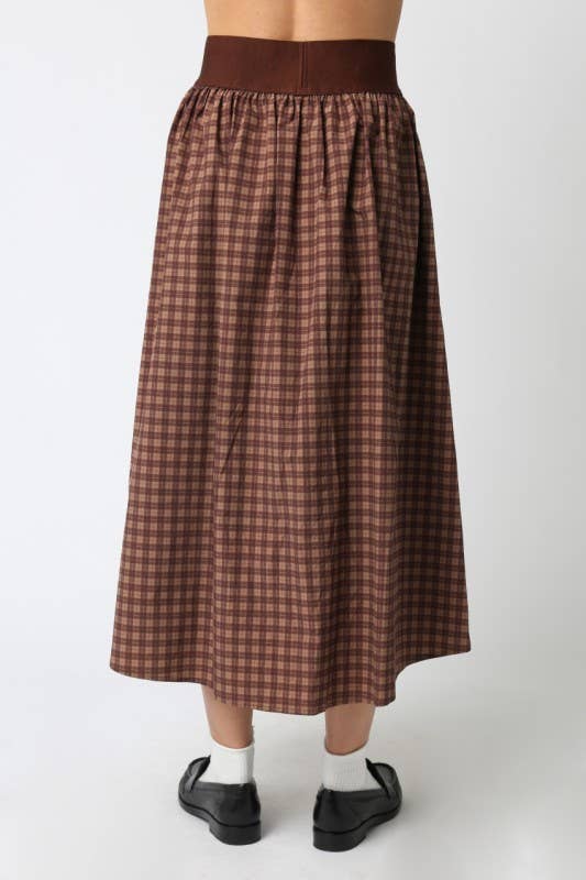 Bella Gingham Skirt: Brown